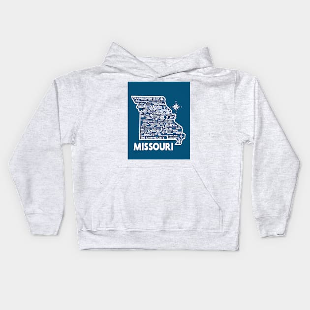 Missouri Map Kids Hoodie by fiberandgloss